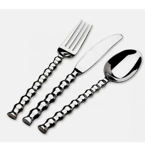 Ensemble de couverts finis argentés avec poignée en perles, couverts élégants et élégants, parfaits pour la table à manger, la cuisine et les événements spéciaux - Product Image 1