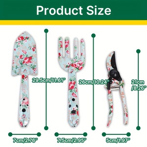 Set di 3 Attrezzi <span class=keywords><strong>da</strong></span> Giardinaggio con Stampa Floreale: Forbici <span class=keywords><strong>da</strong></span> <span class=keywords><strong>Potatura</strong></span>, Paletta e Forchetta in Acciaio Inox, Ferro e Alluminio Pressofuso - Product Image 3