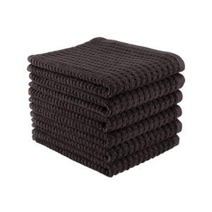 Serviettes de cuisine rectangulaires en coton à double couche, à carreaux, personnalisables, bleu foncé et noir, lavables en machine, promotionnelles, bon marché, en gros - Product Image 3