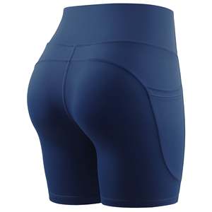 Pantalones cortos para correr de cintura alta para mujer, pantalones cortos de Yoga sin costuras para gimnasio, entrenamiento atlético de poliéster, Fitness, correr sólido - Product Image 3