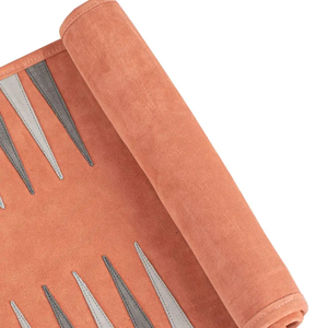Jeu de Backgammon Pliable en Cuir Écologique Orange avec Points Gris, Jeu Familial Unisexe - Product Image 4