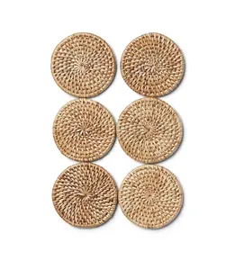 Eye-catching Design Wholesale Handmade Natural Rattan Coaster Set of 6 Coaster for Table <b>Decoration</b> <b>Kitchen</b> <b>Accessories</b> - Product Image 5