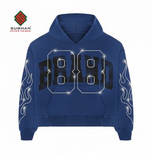 Suéter Personalizado de Invierno 100% Algodón Tejido Transpirable Antiarrugas Resistente al Viento con Estampado Frontal Sólido y Pedrería con Lavado Ácido - Product Image 5