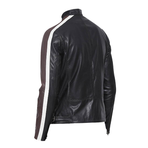 Wholesale Saleh Enterprises Premium Fabric Genuine Leather Men's <b>Slim</b> <b>Fit</b> Biker <b>Jacket</b> Plus Size Waterproof Eco-Friendly Winter - Product Image 3