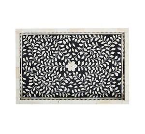 Plateau de service en nacre et incrustation d'os floral personnalisé de qualité supérieure, plateau en bois naturel fabriqué à la main pour la maison, l'hôtel - Product Image 3