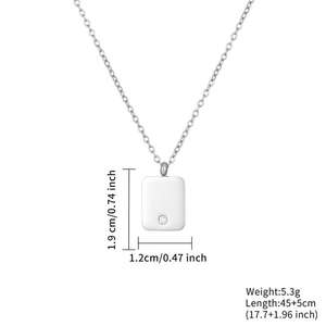 Einfache personalisierte Namenskette aus Zirkon und Edelstahl, hochglanzpoliert, mit rundem/quadratischem/langem Anhänger. - Product Image 4