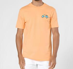 เสื้อเชิ้ตอิตาลีแขนสั้นปักลาย3D สีส้มอ่อนมีสไตล์100% - Product Image 1