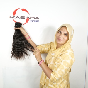 Cuticule de temple de couleur naturelle indienne non traitée traitement aligné aucun machine double trame extensions de cheveux humains à ondes profondes - Product Image 4