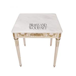 Luxury <b>White</b> Wooden Coffee Table And <b>Side</b> Table Set - Product Image 4