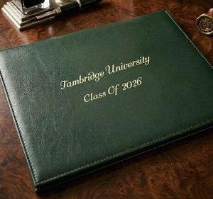 Pochette de présentation personnalisée A4 en cuir PU pour diplôme et certificat de remise des diplômes, avec logo scolaire gaufré à chaud or - Product Image 4