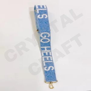 Customized White Gold Seed Bead Bag Straps 'Hook Em Horns' <b>Fashionable</b> <b>Accessory</b> Beaded Purse Strap Touch Doww Design - Product Image 3