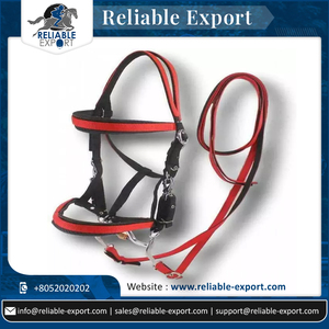 Indian Manufacturer's Latest Australian Saddle Style Red Nylon Western Bridle Combination <b>Halter</b> With Split Reins Accessory - Product Image 6