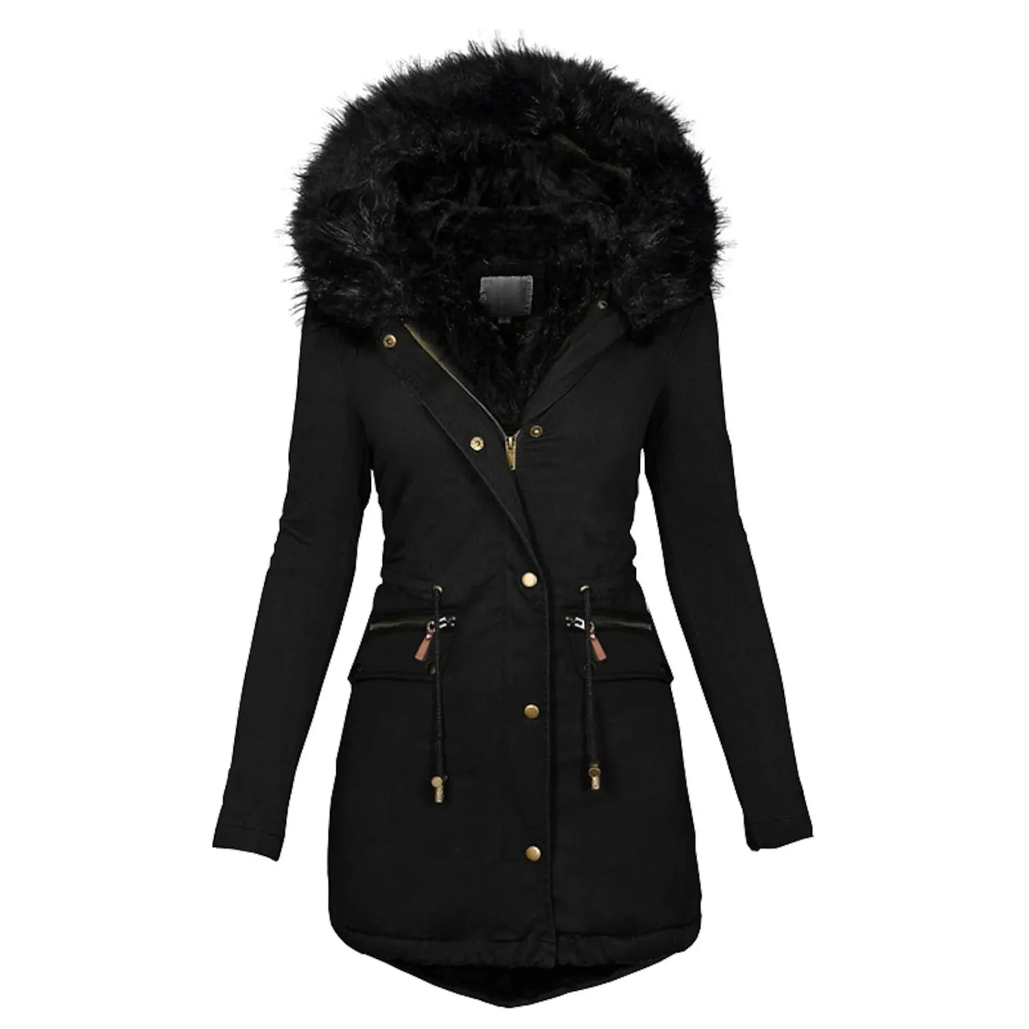 नवीनतम महिलाओं के Parka जैकेट ऊपर का कपड़ा Winterwear अछूता फर लंबी कॉलर कोट Windproof Hooded ज़िप के लिए Parka जैकेट महिलाओं