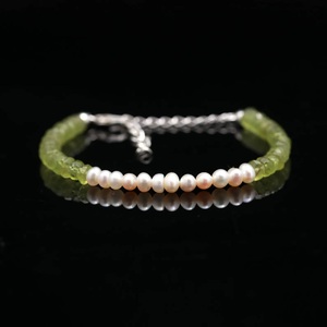 925 Sterling Silver <b>Beaded</b> Vintage Style Handmade <b>Bracelet</b> with Peridot Gemstone <b>Gold</b> Plated for Weddings and Gifts Unisex - Product Image 5