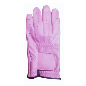 Gant de golf souple en cuir Cabretta main gauche droite avec rayures de couleur rose sur l'impression du poignet Logo personnalisé avec matériau en peau de mouton - Product Image 2
