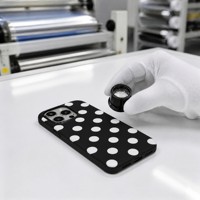 Étui de téléphone deux-en-un avec film antichoc à motif de pois blancs pour iPhone 16 16 Plus 16 Pro 16 Pro Max 15 Pro Max