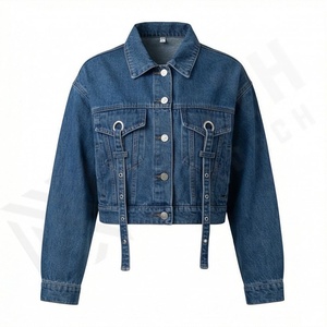 Meilleur Prix Veste en Jean Femme Automne Coton Coupe Ample Décontractée Couleur Personnalisable Épaules Tombantes Style Décontracté Streetwear Tendance - Product Image 1