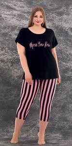 Conjunto de Pijama Capri de Viscosa para Mujer, Talla Grande, Estampado Floral, Manga Corta, Ropa de Estar en Casa - Product Image 3