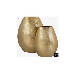 Ensemble de vases à fleurs en aluminium doré texturé de luxe (2 pièces) pour la décoration moderne de la maison et des mariages, fabriqué à la main, écologique, personnalisable - Product Image 1