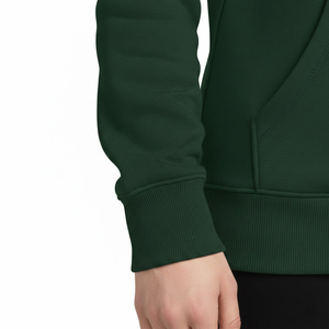 Sweat à capuche unisexe vert foncé coupe ajustée en molleton épais French Terry, avec logo personnalisé, style streetwear, vente en gros - Product Image 6