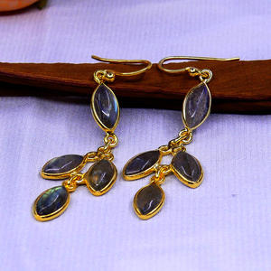 ชุดต่างหูอัญมณีลาบราดอไรต์ชุบทอง925เงินสเตอร์ลิงสำหรับงานแต่งงานผู้หญิงราคาไม่แพง - Product Image 4