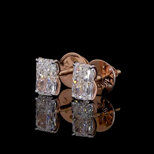 14K Oro Cojín Corte Lab Grown Diamond Stud Pendientes - Product Image 2