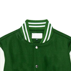 Chaqueta de Invierno de Lana de Alta Calidad, Diseño Moderno, Color Verde, Mangas Largas, Chaqueta Deportiva de Béisbol para Hombre, Hecha en Pakistán - Product Image 6