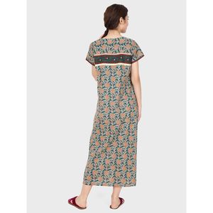 Evolove Camisón largo de rayón con estampado floral para mujer, ropa de dormir transpirable y cómoda, color verde azulado, S-3XL - Product Image 5