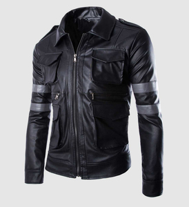 Veste en cuir pour hommes personnalisée de haute qualité Fashion Wear Veste noire Designer Vestes en cuir - Product Image 6