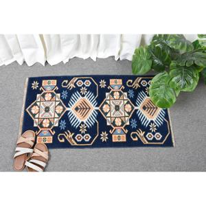 Alfombra Vintage de 1.7x3.1 pies, Alfombra Turca Pequeña, Alfombra Marroquí Azul - Product Image 3