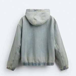 เสื้อฮู้ดดี้ทรงครอป ผ้าหนา ดีไซน์เองได้ ผ้ายีนส์ สไตล์ Y2K สตรีทแวร์ ทรงบ็อกซี่ โอเวอร์ไซส์ คุณภาพพรีเมียม - Product Image 2