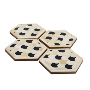 Antique Design Bone Inlay Coffee <b>Coaster</b> <b>Blue</b> White <b>Coasters</b> Luxury Custom Bone Inlay <b>coaster</b> Wholesale Coffee Pads Antique - Product Image 2