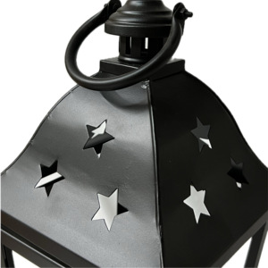 European Style Black Metal Taper Candle <b>Lantern</b> <b>Silver</b> Wood Stars Cutout Handmade Popular Home Decor Weddings Christmas - Product Image 4