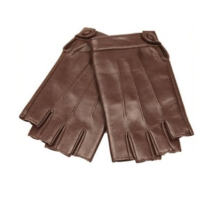 Mode conduite respirant demi-doigt professionnel respirant conception personnalisée gants en cuir marron véritable du Pakistan - Product Image 1