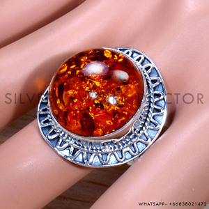 Auténticos anillos reales de Plata de Ley 925 piedras preciosas de ámbar al por mayor anillos de plata 925 - Product Image 2
