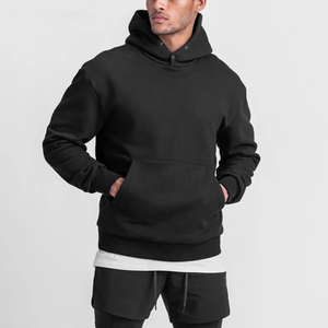 OEM Men's Heather <b>Grey</b> Pullover Hoodie Long Sleeve 100% Cotton Fleece Casual Winter Sports Design Long Solid Plain Dyed - Product Image 2