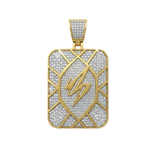 Pendentif Rectangle en argent de laboratoire plaqué or Style Hip Hop bijoux cadeau de mariage hommes femmes pendentifs de mode breloques - Product Image 1