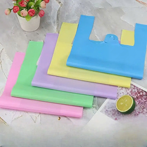Sac de t-shirt en plastique épais de qualité supérieure jetable et réutilisable de haute qualité Shopping pratique beaucoup de couleurs pour l'emballage - Product Image 1
