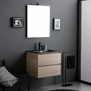 Mobile da Bagno Well Oak 60cm con Lavabo Belize Nero Opaco, Set Bagno Premium - Product Image 1