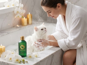 Shampoo pour chat à poils longs VELVETPAW Premium & Shampooing + Après-shampoing 2-en-1 Extrait de camomille Formule soie Pour chats persans et Maine Coon - Product Image 5