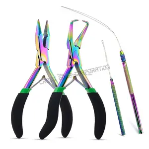 PHET-Baby Pink Black Handle Hair Extension Tool Kit Micro beads crimping plier Private Logo for sale
