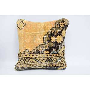 Gold Kantha Patchwork Wool <b>Pillow</b> 12x12 Inch Vintage Embroidered Print Cushion Rustic Home Decorative <b>Throw</b> <b>Pillow</b> for Floor Use - Product Image 1