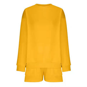 Conjuntos gemelos de dos piezas de alta calidad para mujer, sudadera de manga larga de algodón 100% para hombre, conjuntos cortos y de camiseta con tela personalizable - Product Image 5