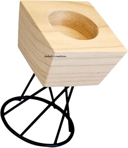 Soporte de luz de té de vela de madera de pino de forma cuadrada con soporte de Metal resistente para decoración rústica del hogar, centro de mesa, uso de regalo - Product Image 3