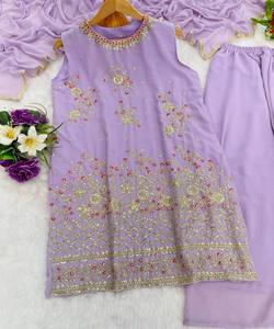 LOOK RICHE GEORGETTE BRODERIE SÉQUENCE TRAVAIL TOP PALAZZO AVEC DUPATTA FESTIVE WEAR PRIX DE GROS VÊTEMENT ETHNIQUE PUEPLE - Product Image 4