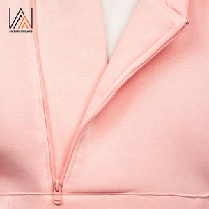 <b>Mens</b> Pullover Hoodie <b>Pink</b> hooded Sweatshirt Half Zip V-Neck Kangaroo Pocket Hoodies premium Custom Logo print Wholesale OEM ODM - Product Image 4