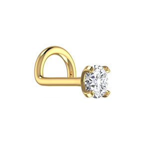 14K Yellow Rose White <b>Gold</b> 0.1CT Solitaire Natural Brilliant Cut Diamond <b>Nose</b> Pin <b>Stud</b> Engagement Piercing Body Jewelry IGI Gift - Product Image 4
