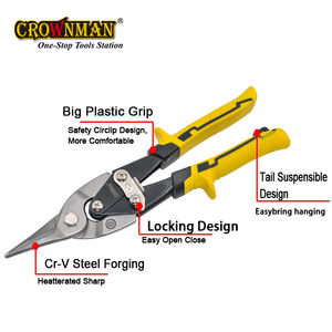 Outils de coupe CROWNMAN, cisailles d'<span class=keywords><strong>aviation</strong></span> multi-usages de <span class=keywords><strong>type</strong></span> taïwanais CR-V de 10 pouces, gauche/droite/droite, cisailles à tôle - Product Image 3