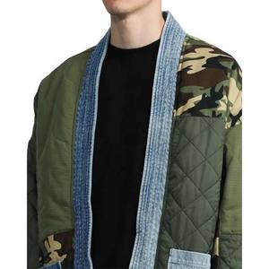 Nouvelle veste d'hiver pour homme 2026, camouflage, col en V, rembourrage en duvet, longue, à capuche, double poches, design unique de fermeture éclair, patchwork en denim, extérieur - Product Image 4
