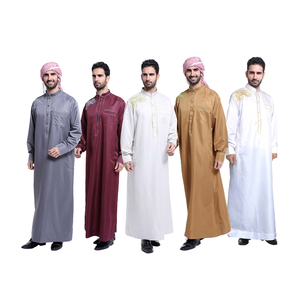 Nueva colección Eid transpirable modesto hombres Thobe bordado elegante marroquí Kaftan Abaya algodón secado rápido Arabia Saudita - Product Image 5